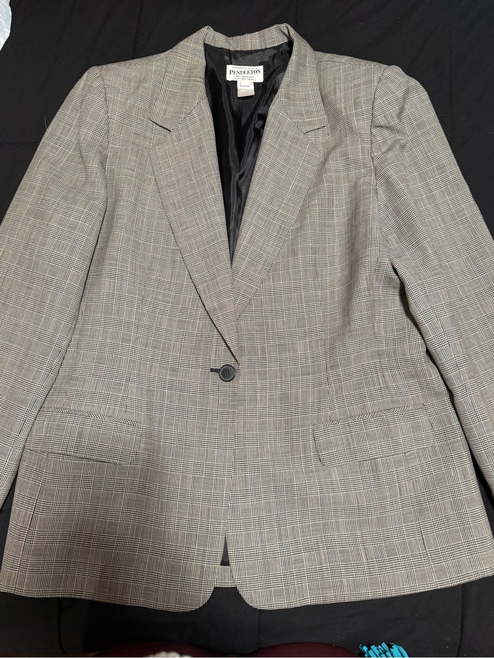 Pendleton Women's Gray Glen Plaid Single-Button Blazer